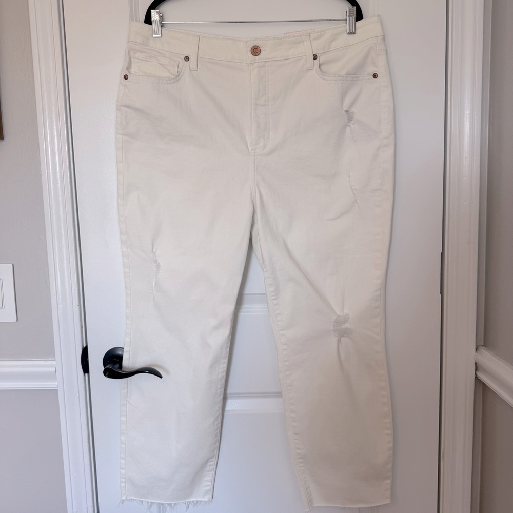 NWT Lauren Conrad High Rise Slim Straight Women's Cream Ankle Jeans Size 18W